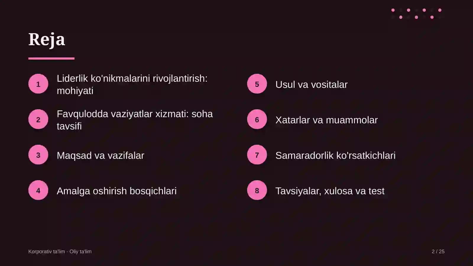 Favqulodda vaziyatlar xizmatida liderlik ko'nikmalarini rivojlantirish 2