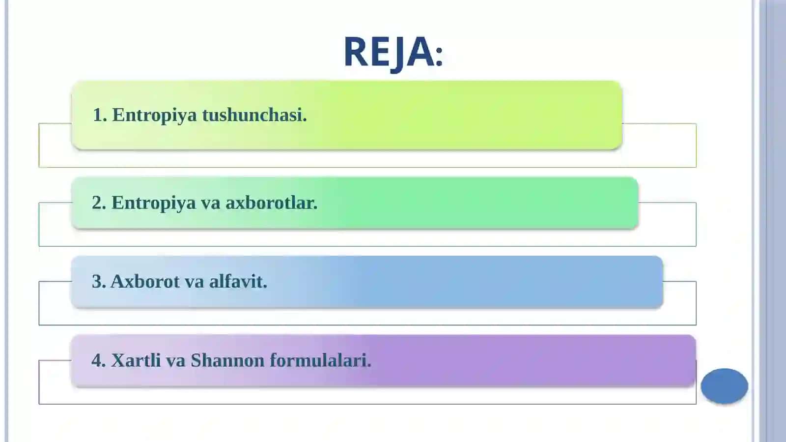 Shannon nazariyasida informatsiya tushunchasi 2