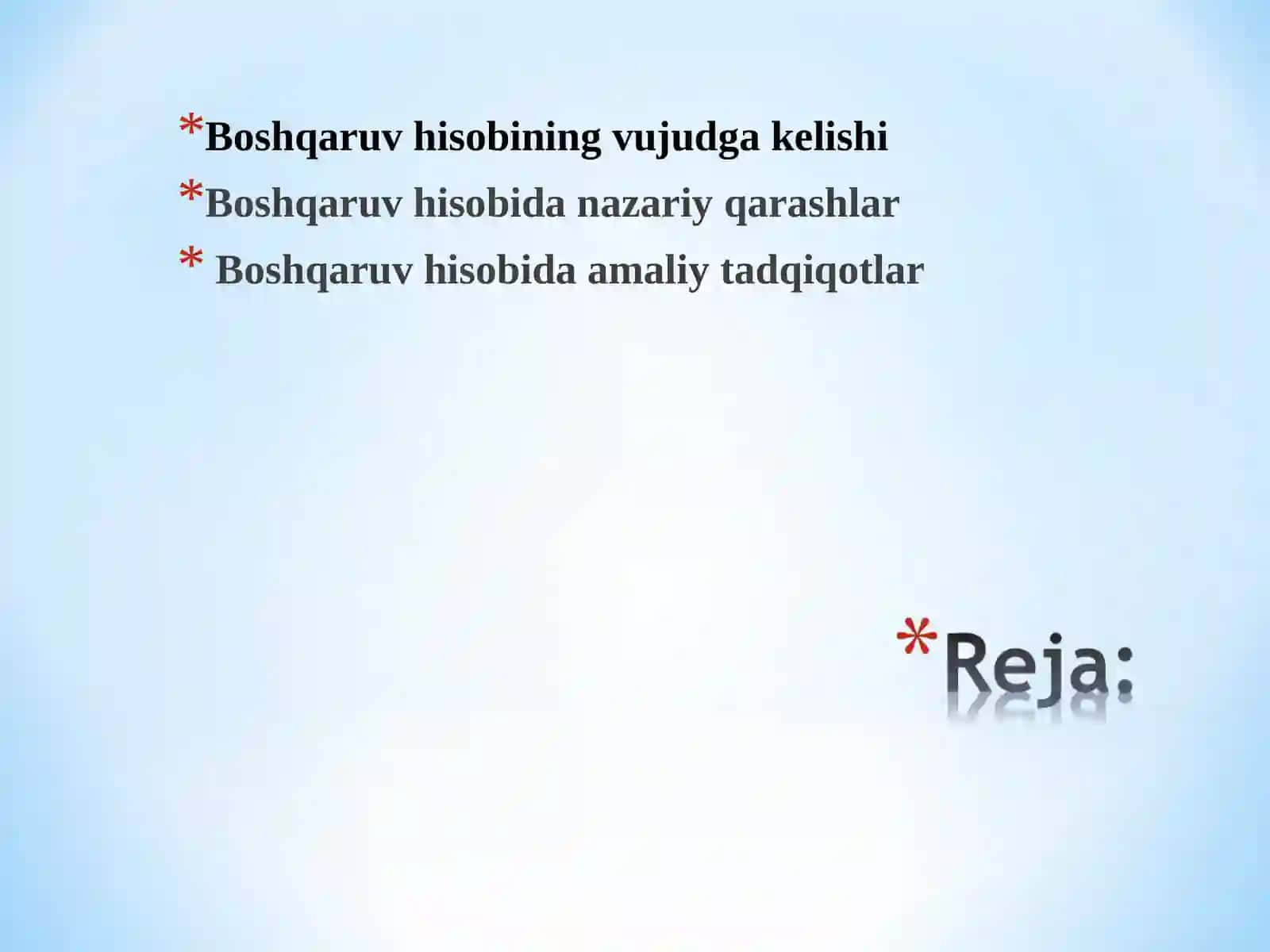 oshqaruv hisobi yo‘nalishidan nazariy qarashlar va amaliy tadqiqotlar 2