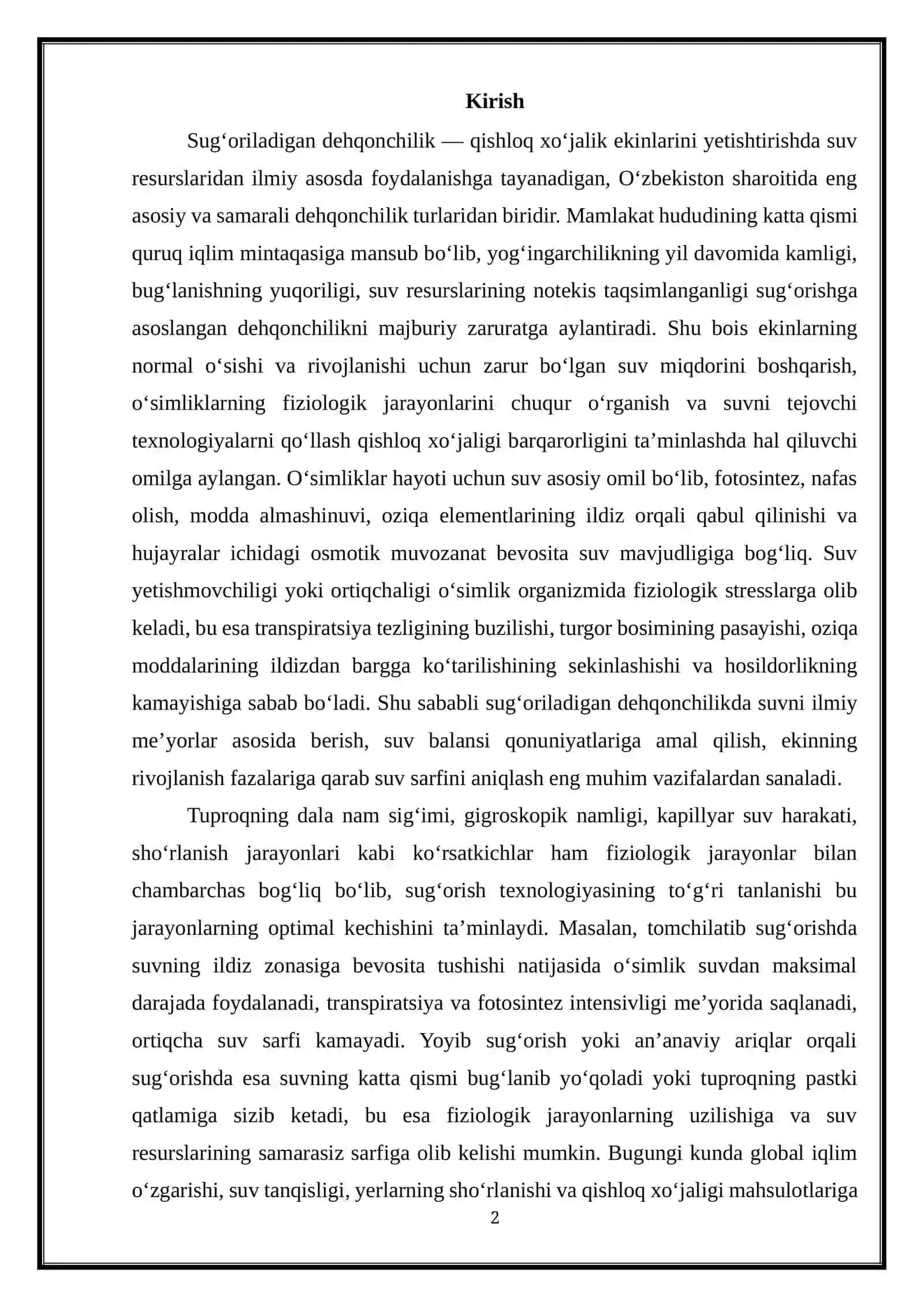 Sug‘oriladigan dehqonchilikning fiziologik asoslari 2
