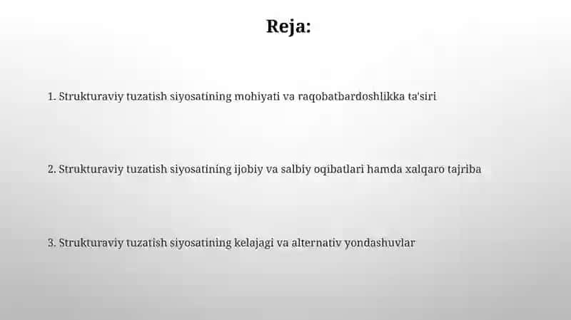 Strukturaviy tuzatish siyosati 2