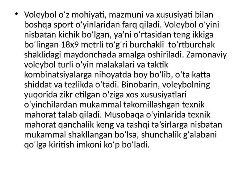 VOLEYBОLNING TEXNIKA, TAKTIKASI АSОSLАRI VA O‘RGATISH USLUBIYATI 2