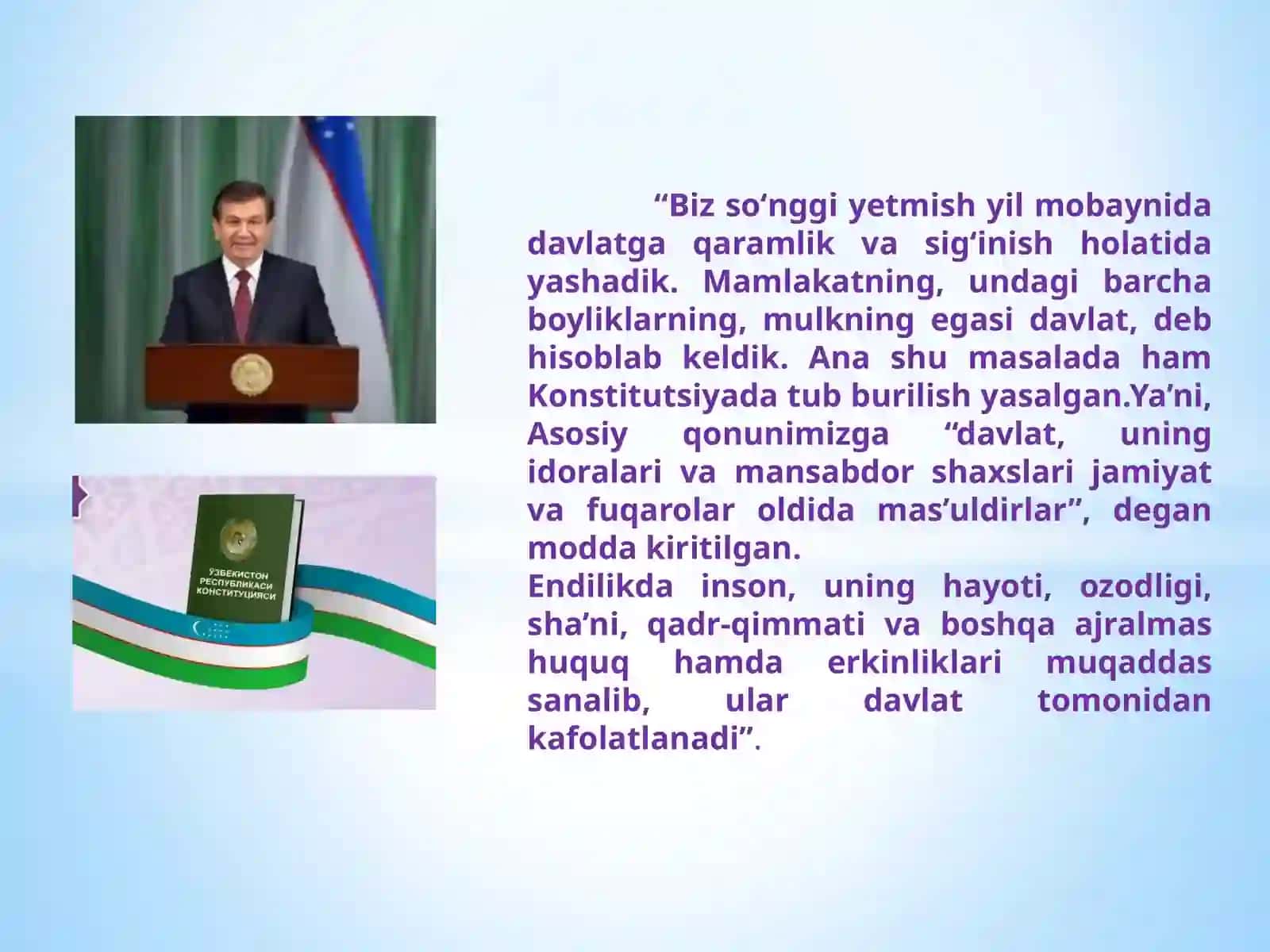 Qonun ustivorligi va inson manfaatlarini ta’minlash yurt taraqqiyoti va xalqfarovonligi 2