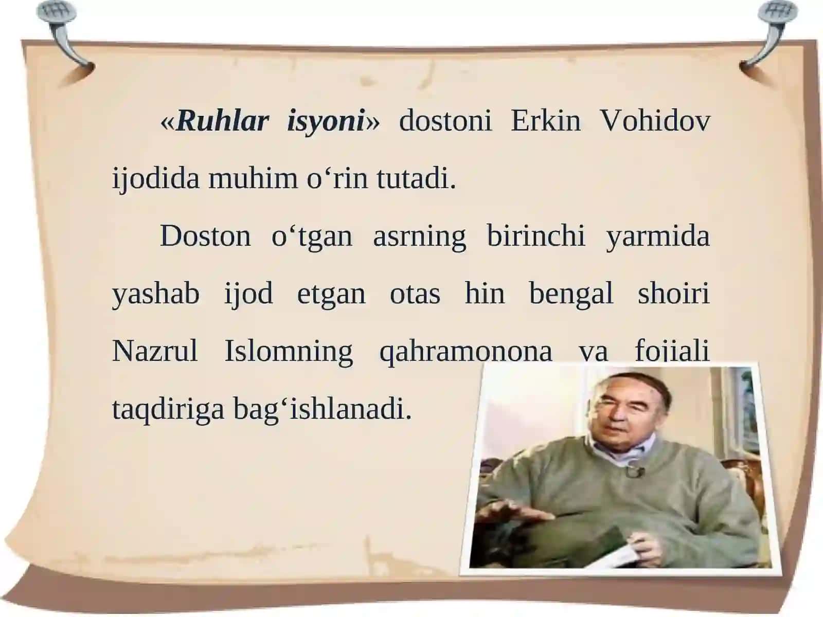 11-sinf Erkin Vohidov - ruhlar isyoni dostoni haqida 2