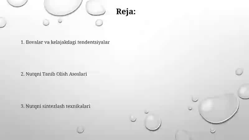 Nutqni sintezlash texnikalari 2