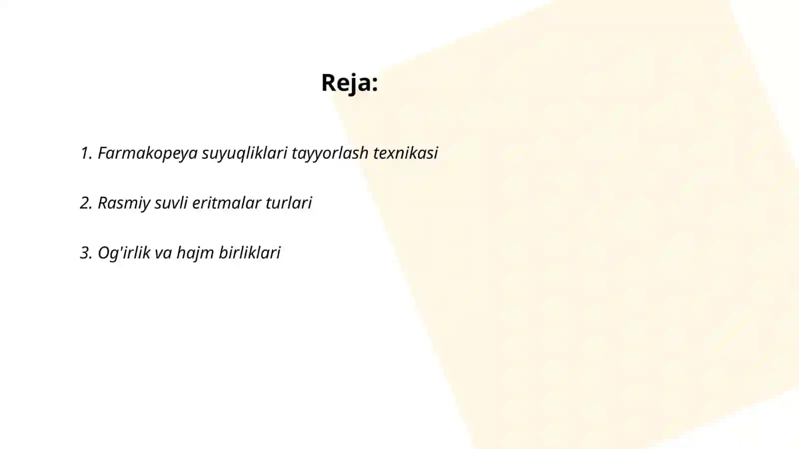 Farmakopeya suyuqliklari tayyorlash texnikasi 2