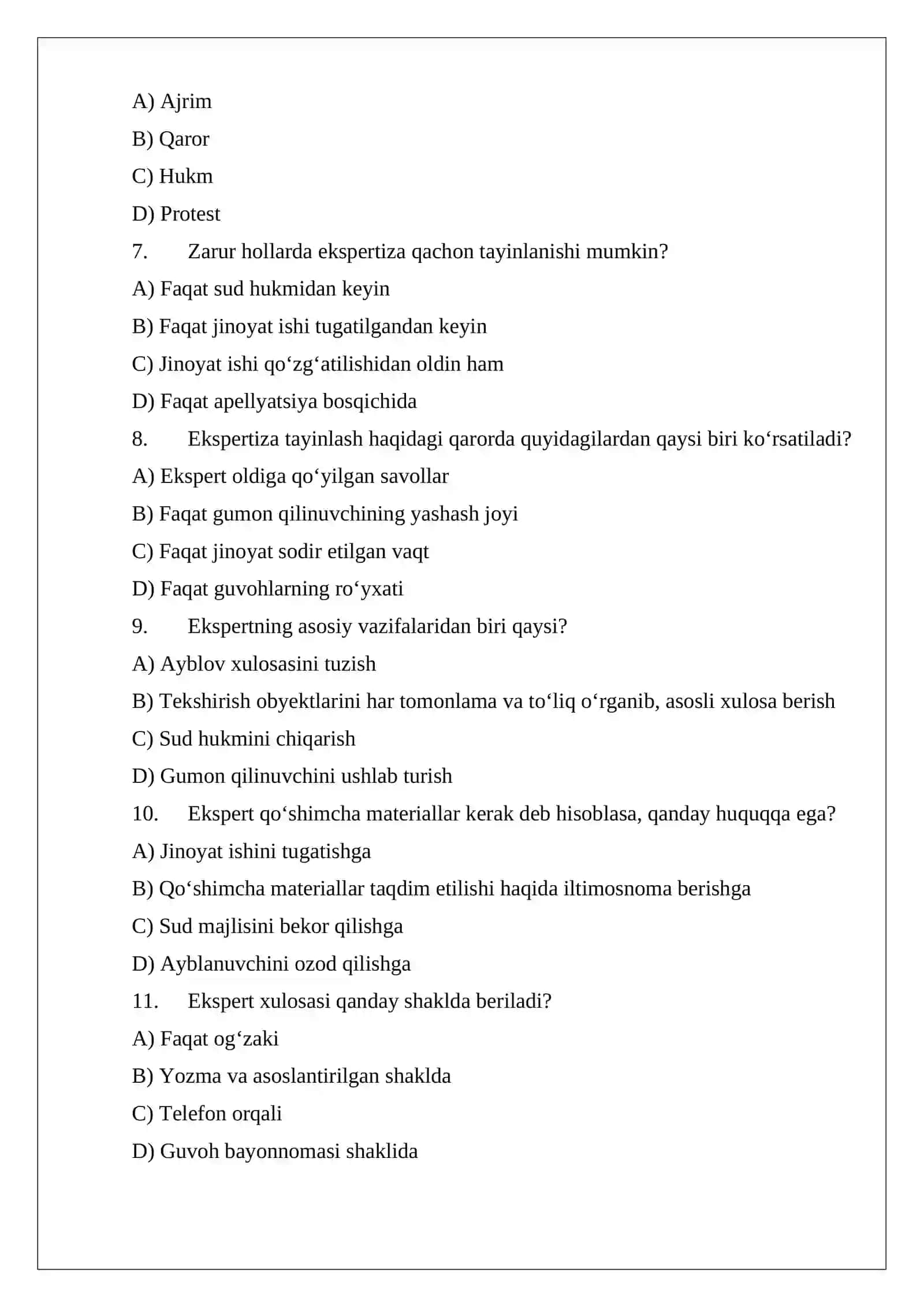 Ekspertiza tergov harakatini o‘tkazish tartibi va asoslari 2