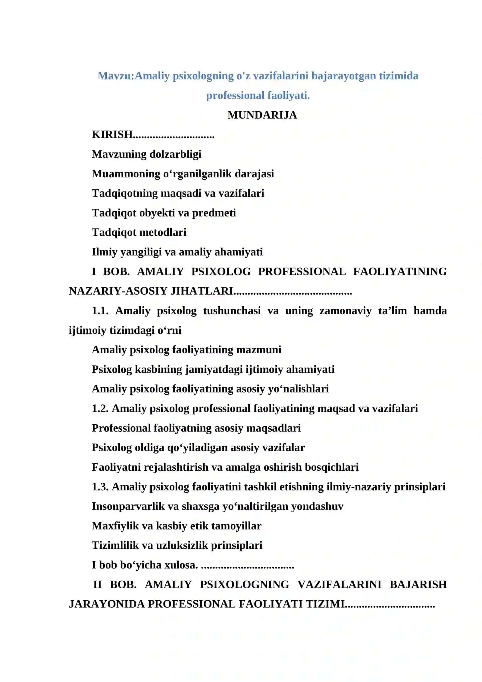 Amaliy psixologning o'z vazifalarini bajarayotgan tizimida professional faoliyati 2