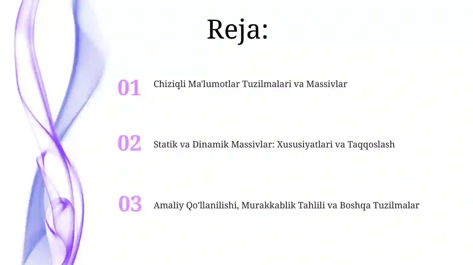 Chiziqli Ma'lumotlar Tuzilishi va Massivlar 2