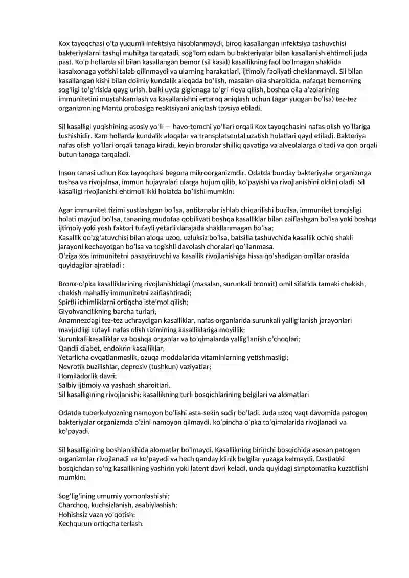 Sil kasalligi yoki tuberkulyoz — qo’zg’atuvchisi 2
