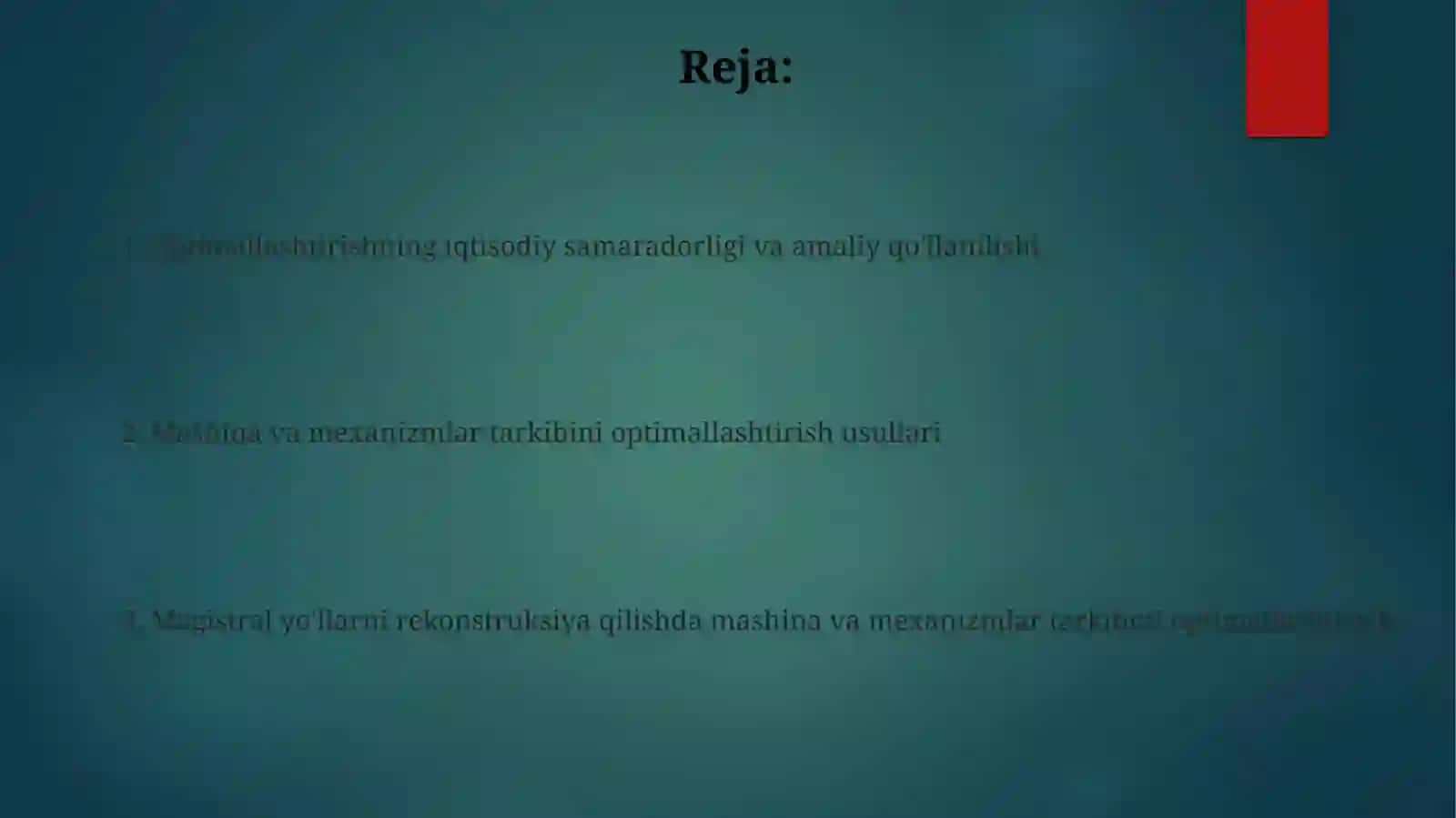 Avtomobilyo'llarini rekonstruksiya qilishda mashina va mexanizmlarni optimallashtirish 2