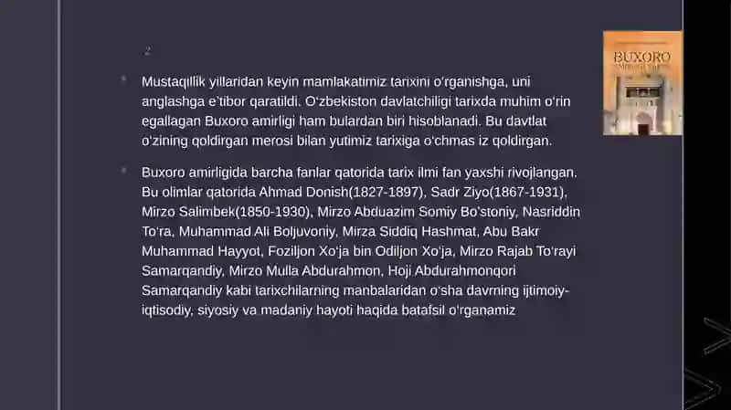 BUXORO XONLIGIDA TARIXNAVISLIK 2