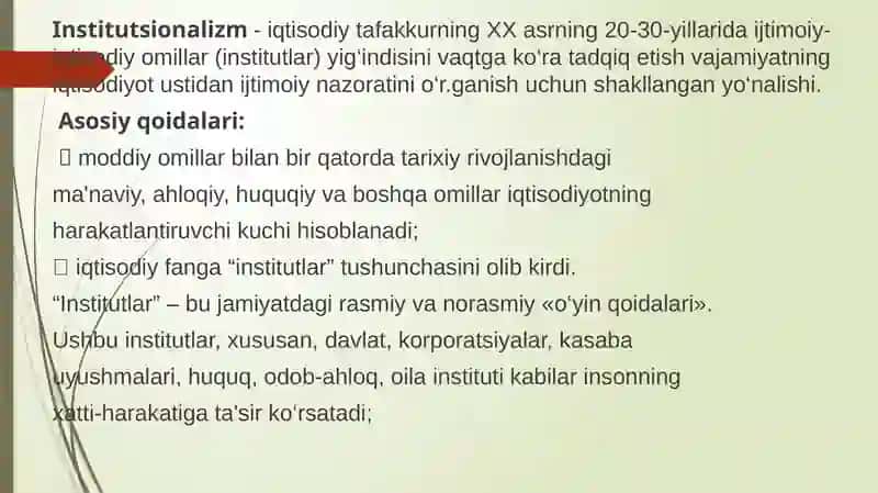 INSTITUTLAR VA ULARNING JAMIYAT RIVOJLANISHIDAGI ROLI 2