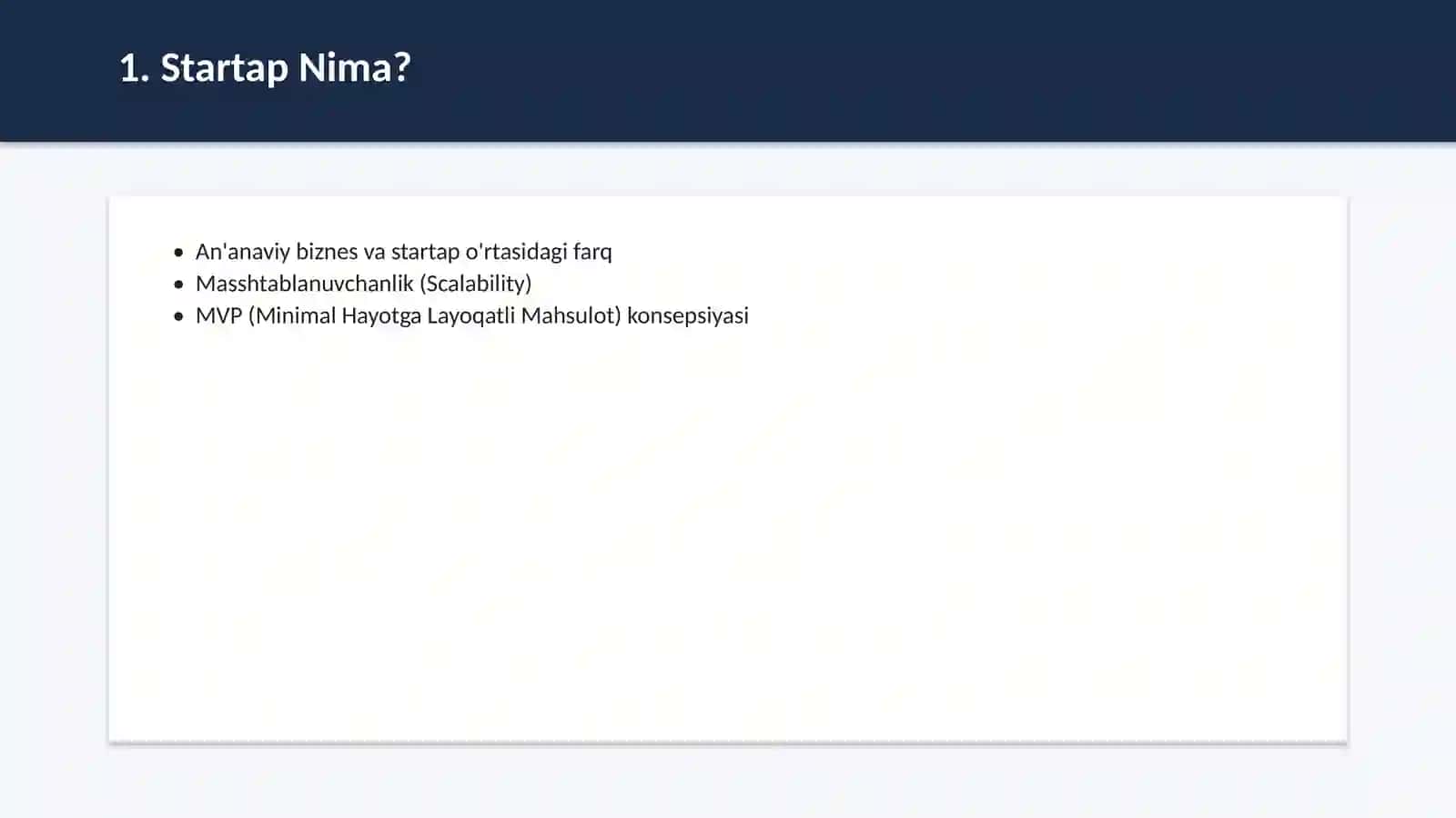 Startaplar va biznesni boshqarish 2