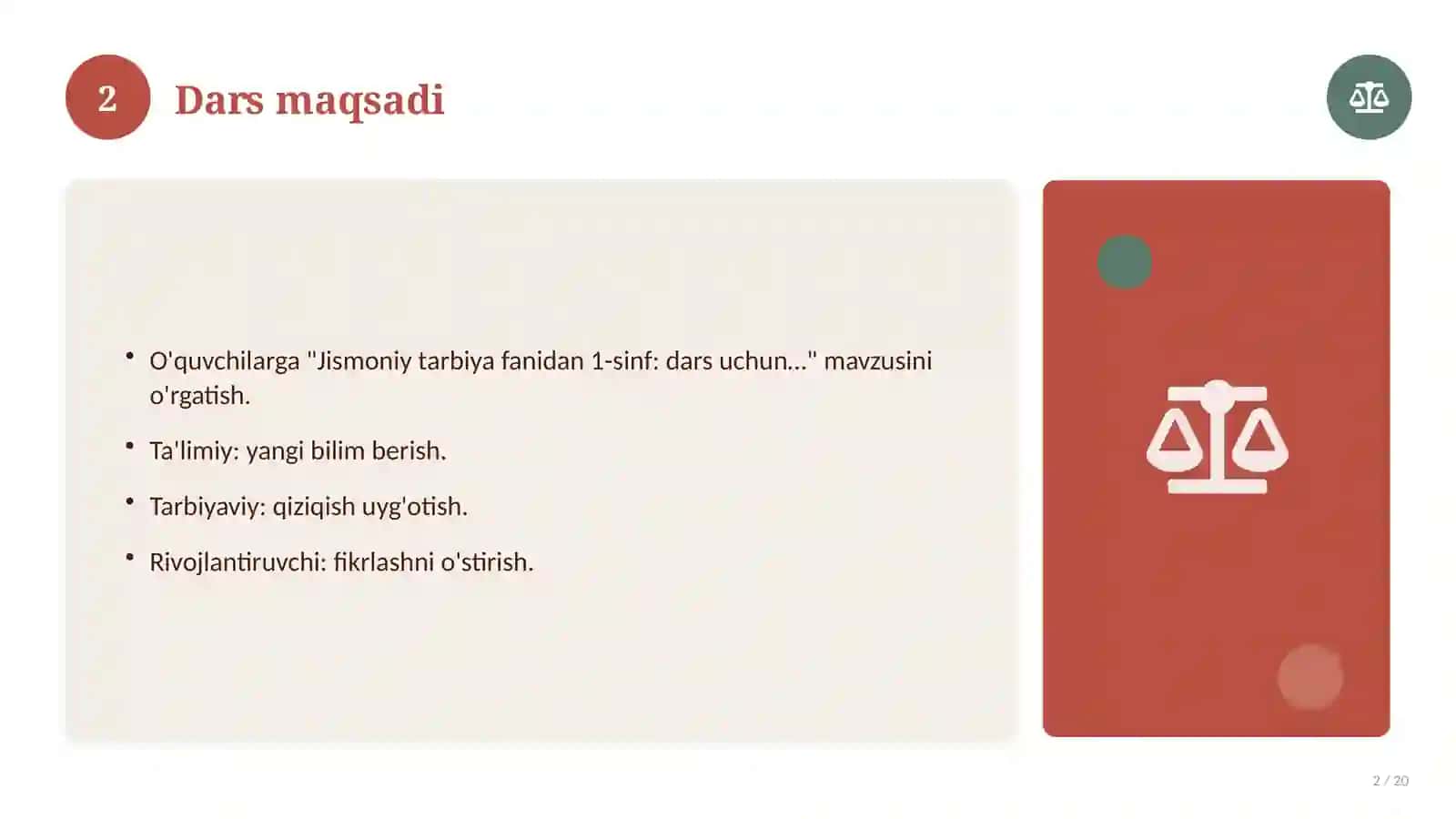 Jismoniy tarbiya fanidan 1-sinf: dars uchun slayd-taqdimot 2