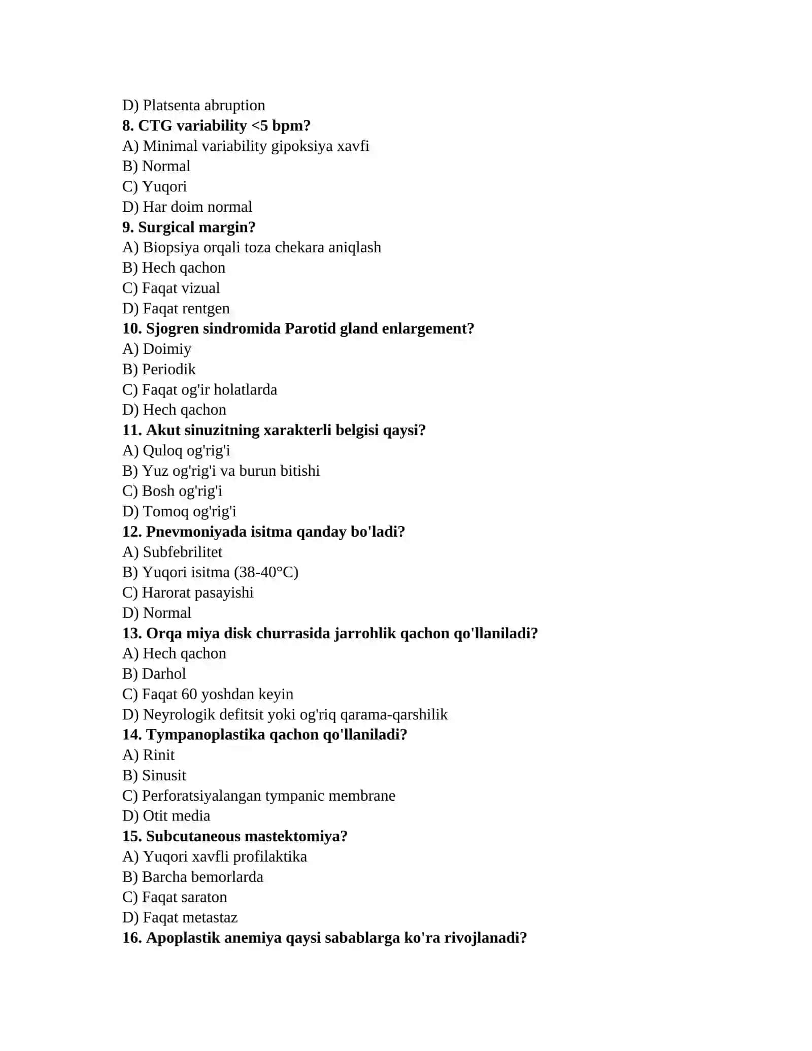 Mutaxassislik imtihon testi 2