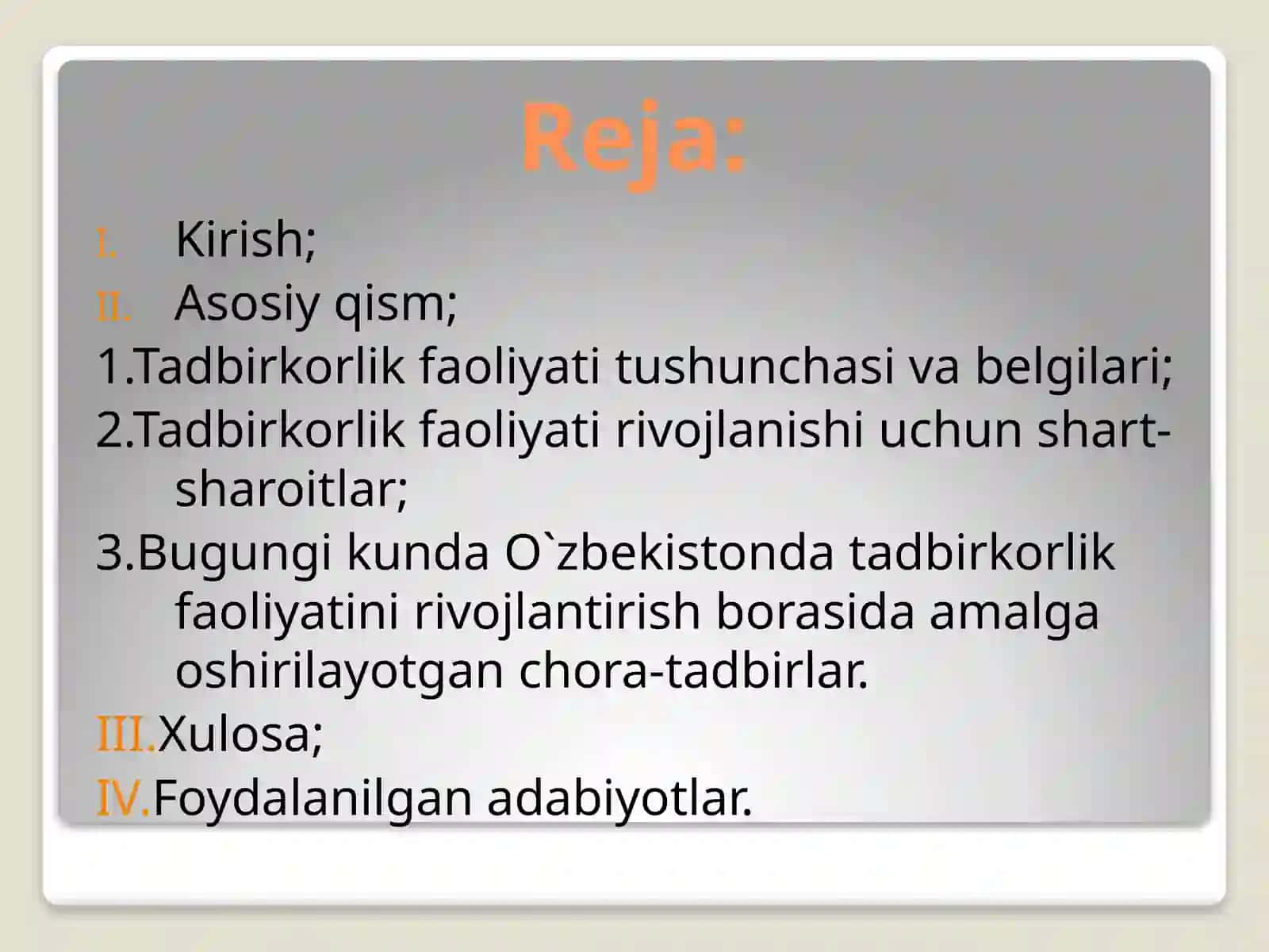 Tadbirkorlik faoliyati 2