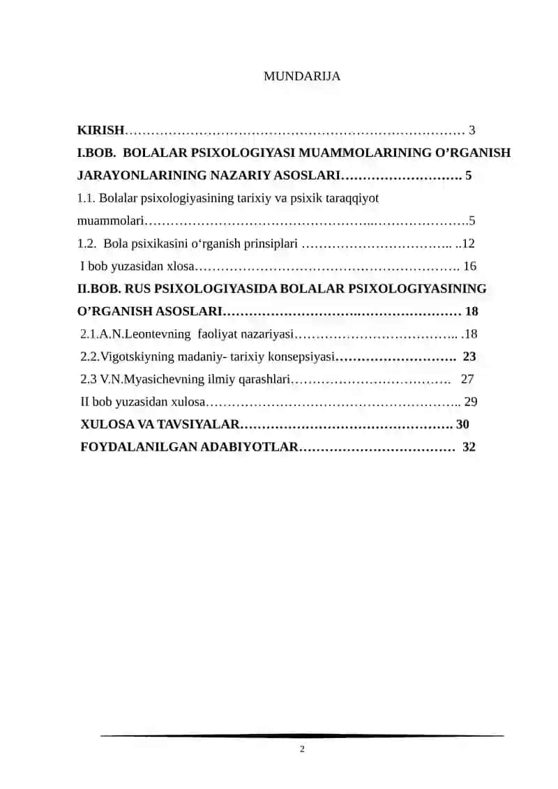 Bolalar psixologiyasi muammmolarini o`rganish 2
