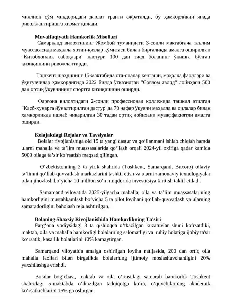 Oila, mahalla va ta’lim muassasasi ijtimoiy-pedagogik hamkorligi 2
