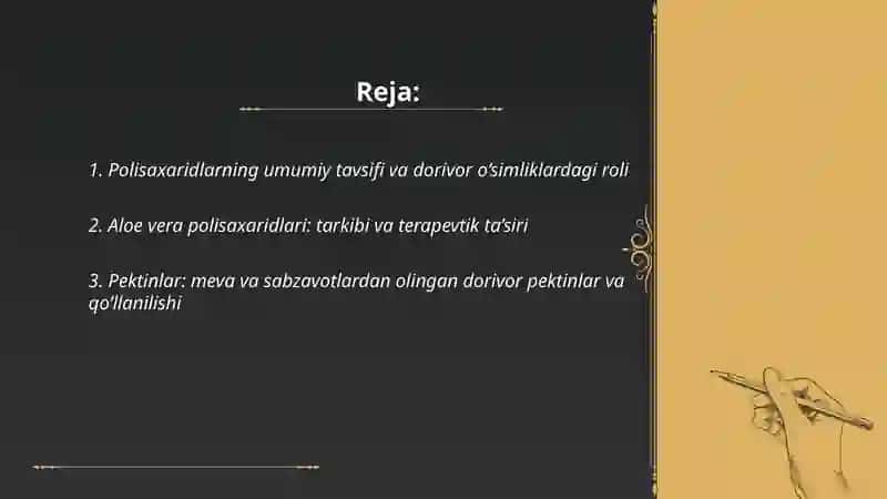 Polisaxaridlarning umumiy tavsifi va dorivor o‘simliklardagi roli 2