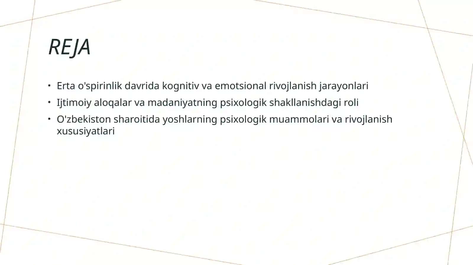 Erta o'spirinlikda kognitiv rivojlanish jarayonlari 2