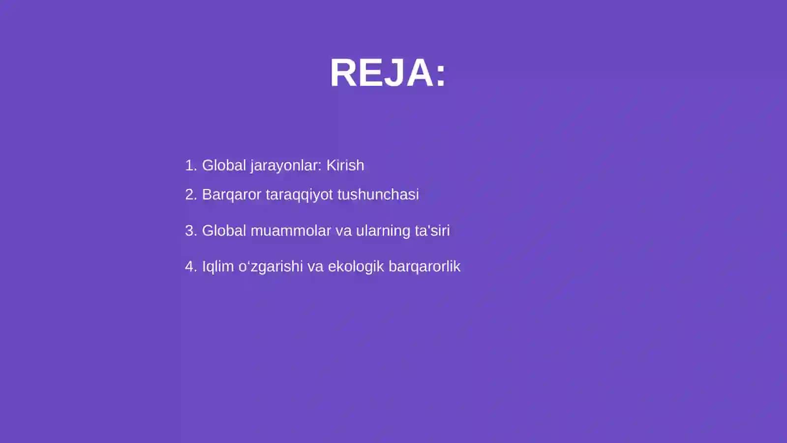 Global jarayonlar va barqaror taraqqiyot 2