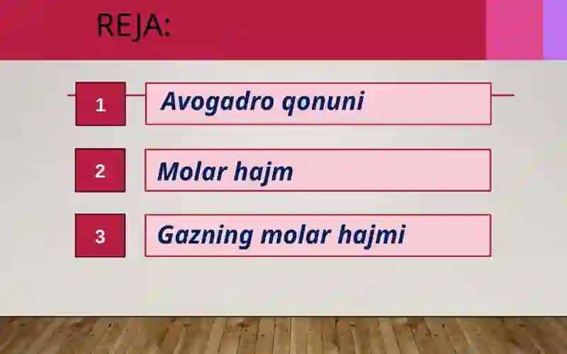 Avogadro Qonuni. Molar Hajm 2