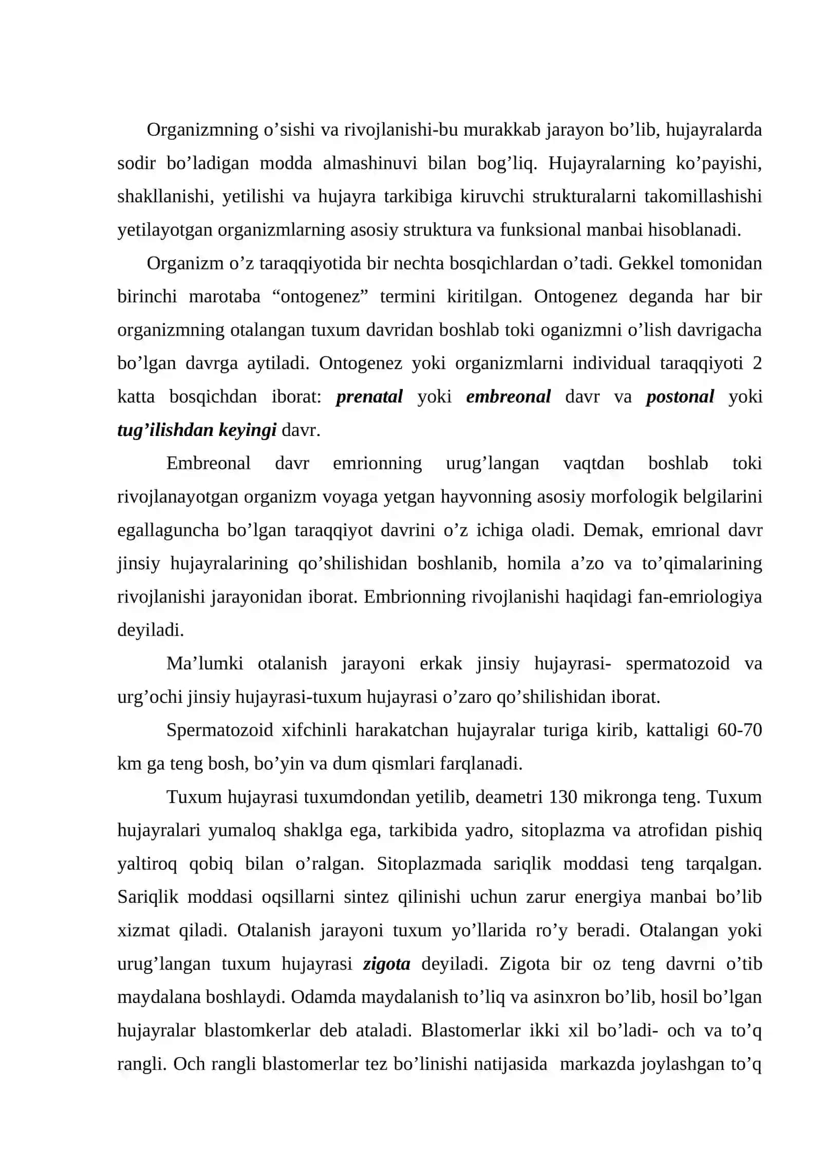 Odam organizmining individual taraqqiyot qonuniyatlari 2