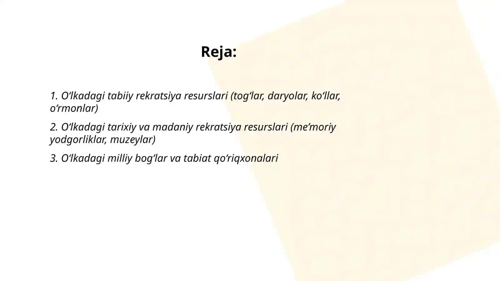 O‘lkadagi rekratsiya resurslari 2