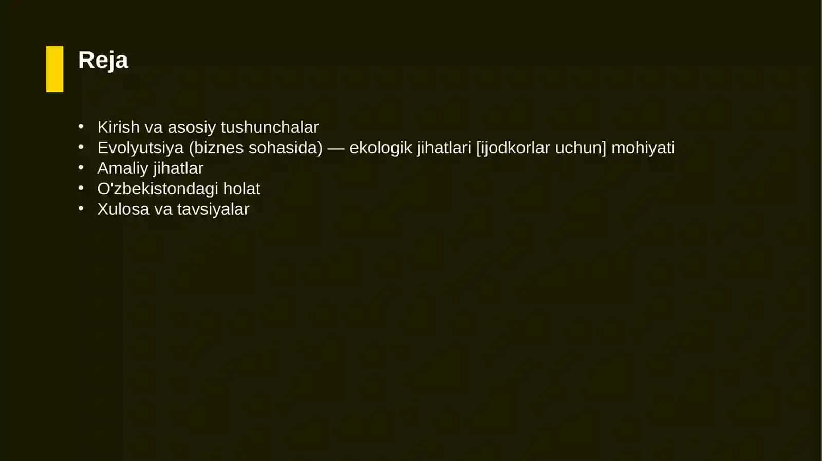 Evolyutsiya (biznes sohasida) — ekologik jihatlari [ijodkorlar uchun] 2