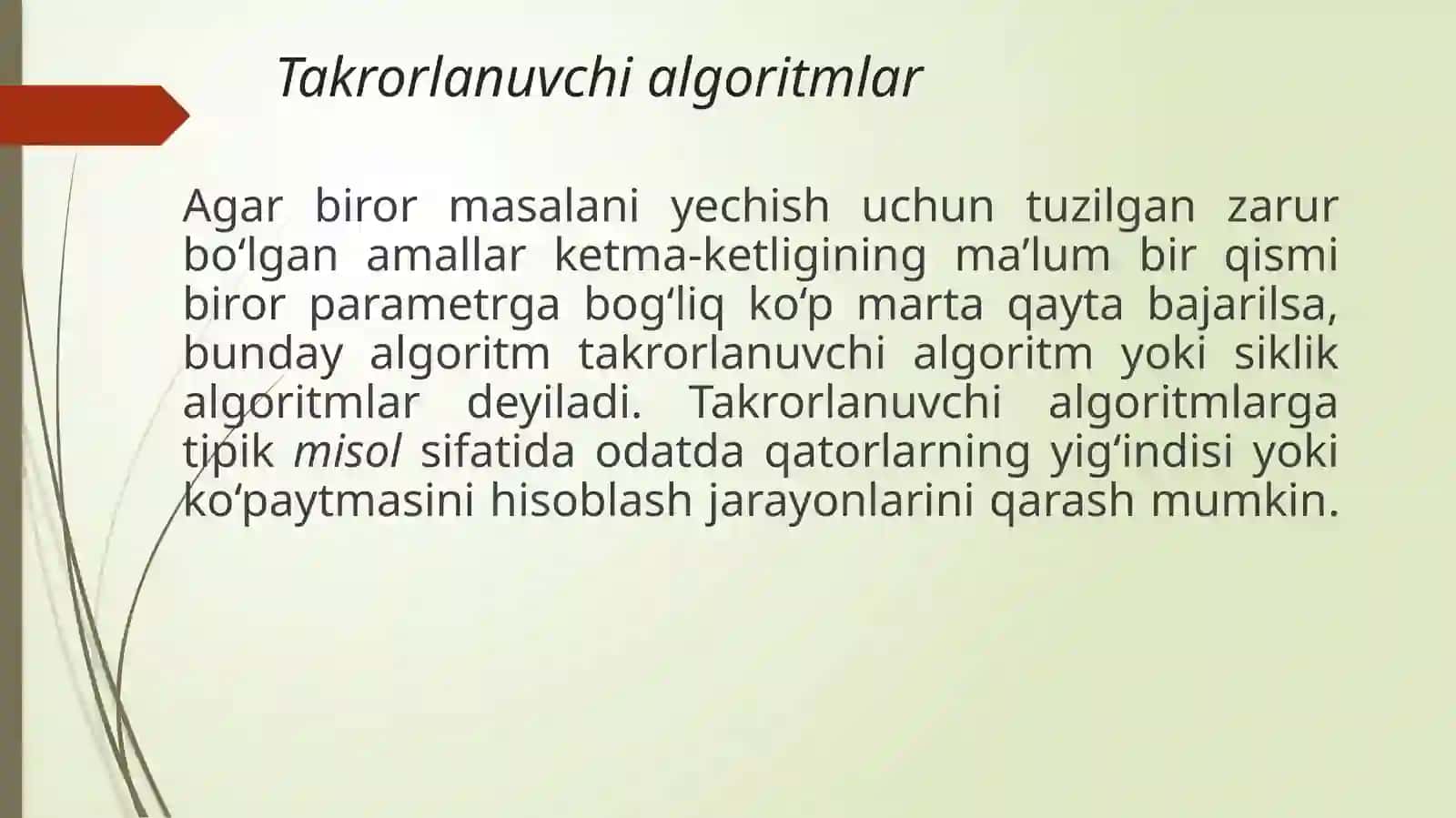 Takrorlanuvchi algoritm 2