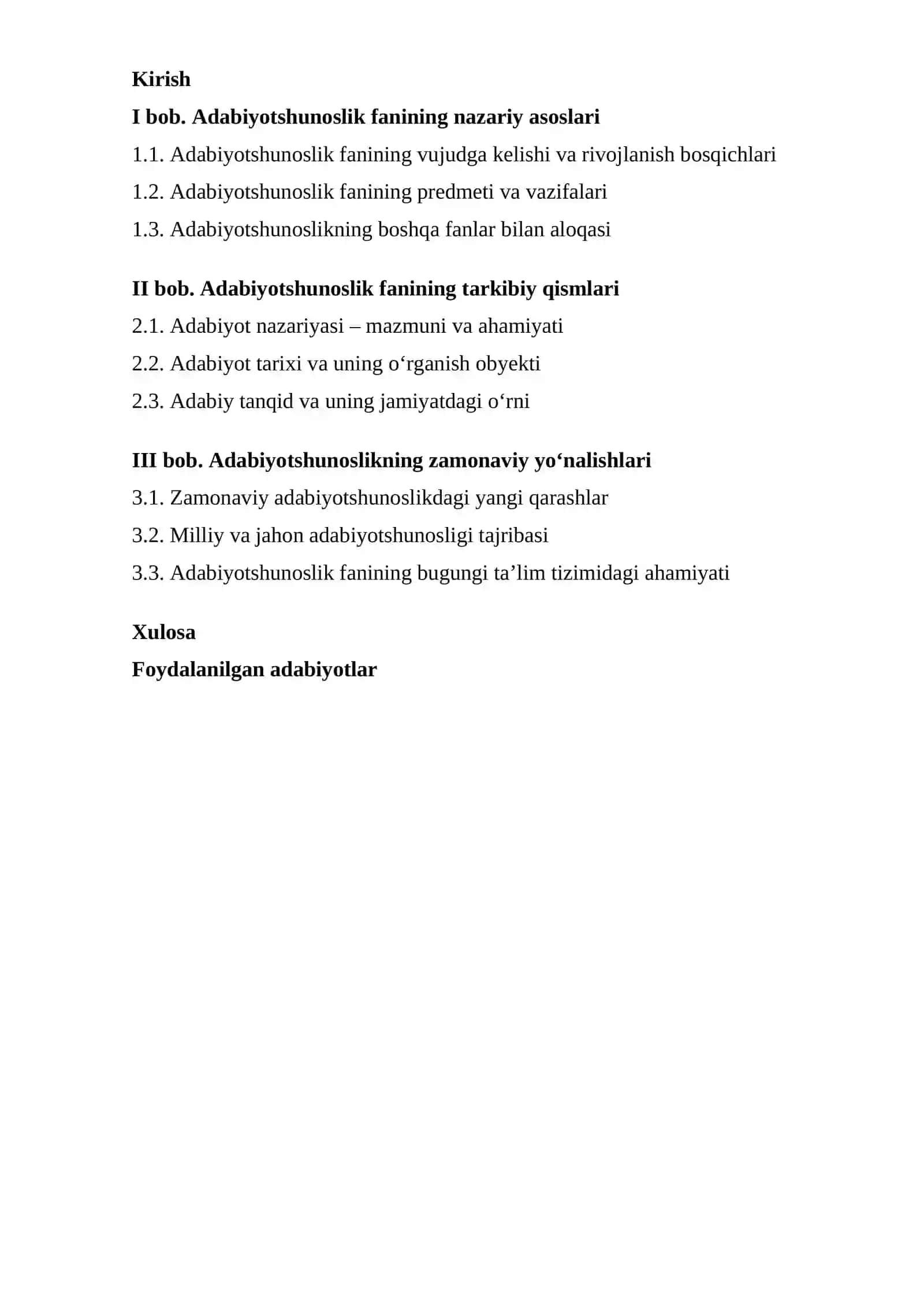 Adabiyotshunoslik fanining nazariy asoslari 2