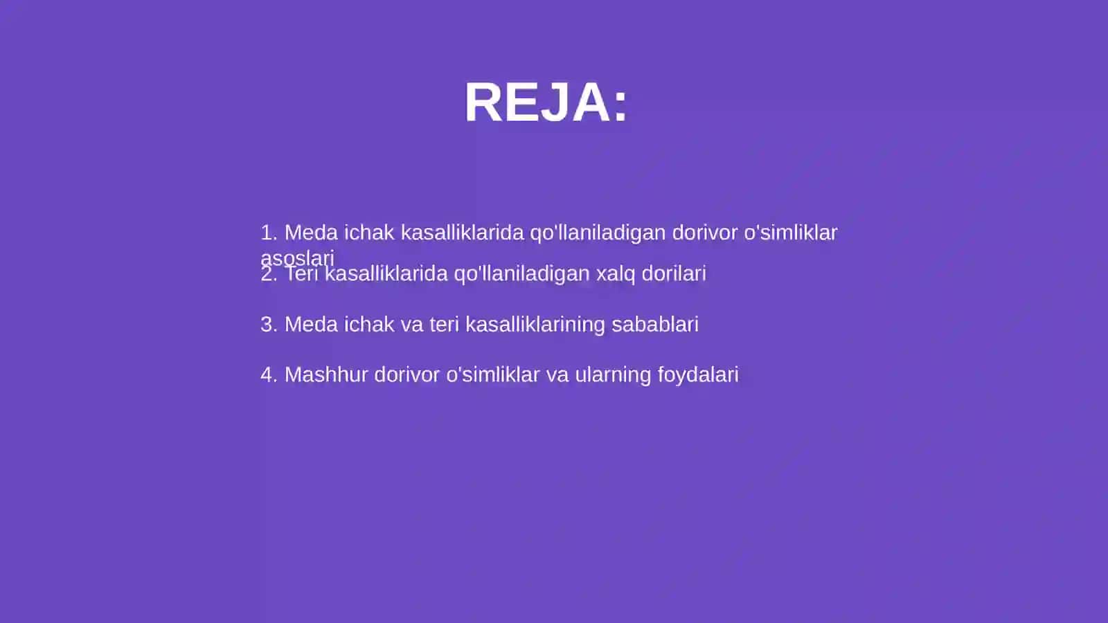 Meda ichak Teri kasalliklarida qo'lqniladigan dorivor o'simliklar 2