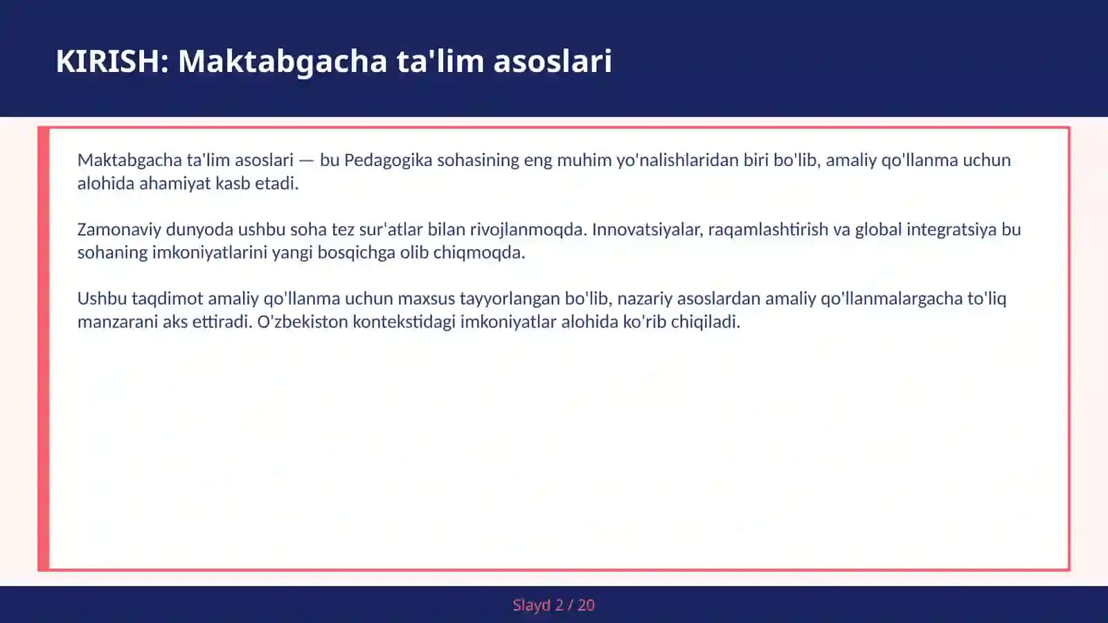 MAKTABGACHA TA'LIM ASOSLARI 2