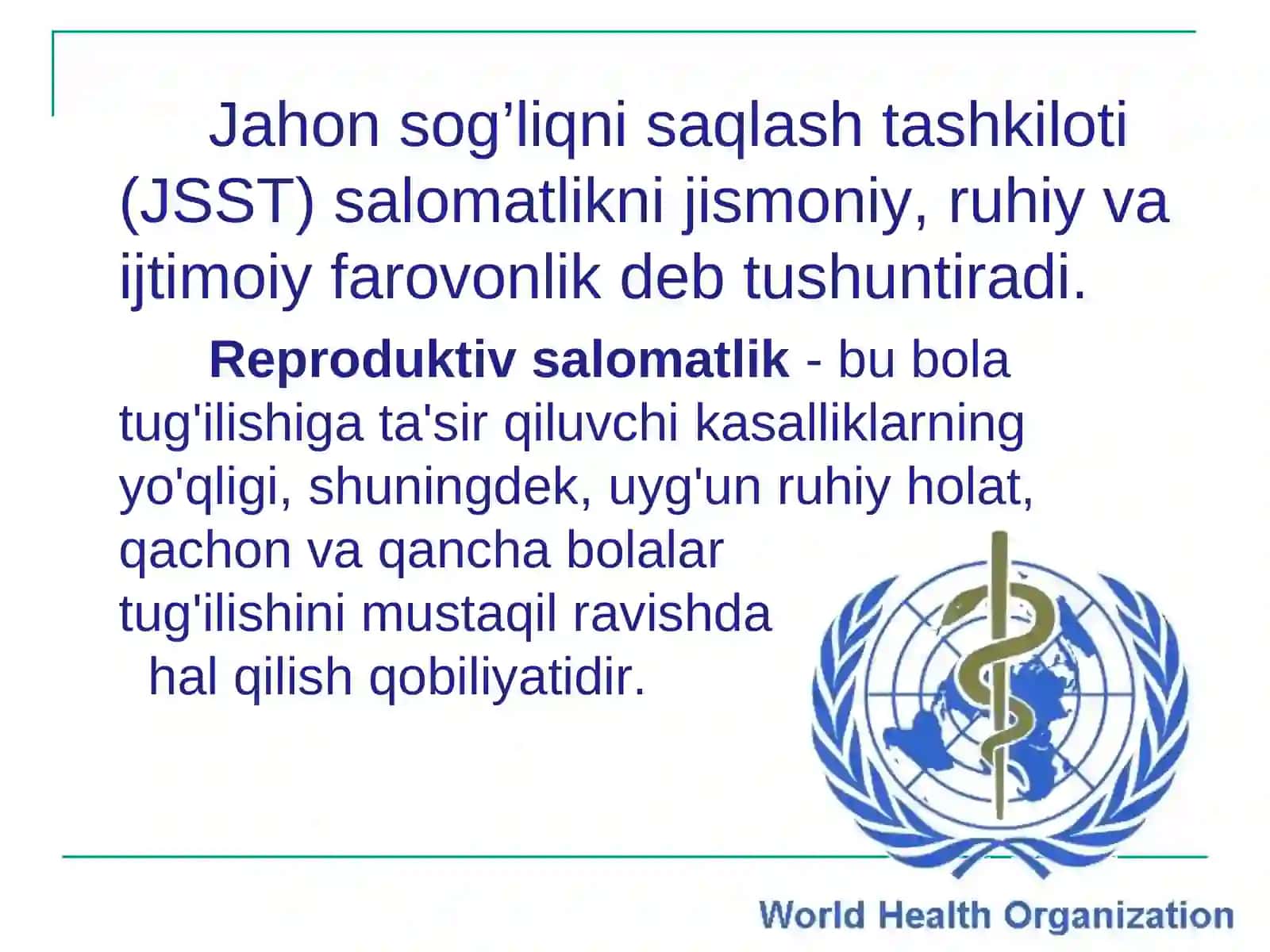 BALOG’AT YOSHIDAGI QIZ BOLALARGA REPRODUKTIV SALOMATLIK HAQIDA MASLAHATLAR BERISH 2
