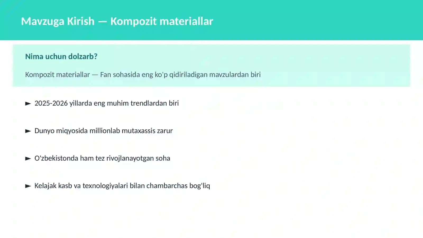 FAN | KIMYO ZAMONAVIY 2