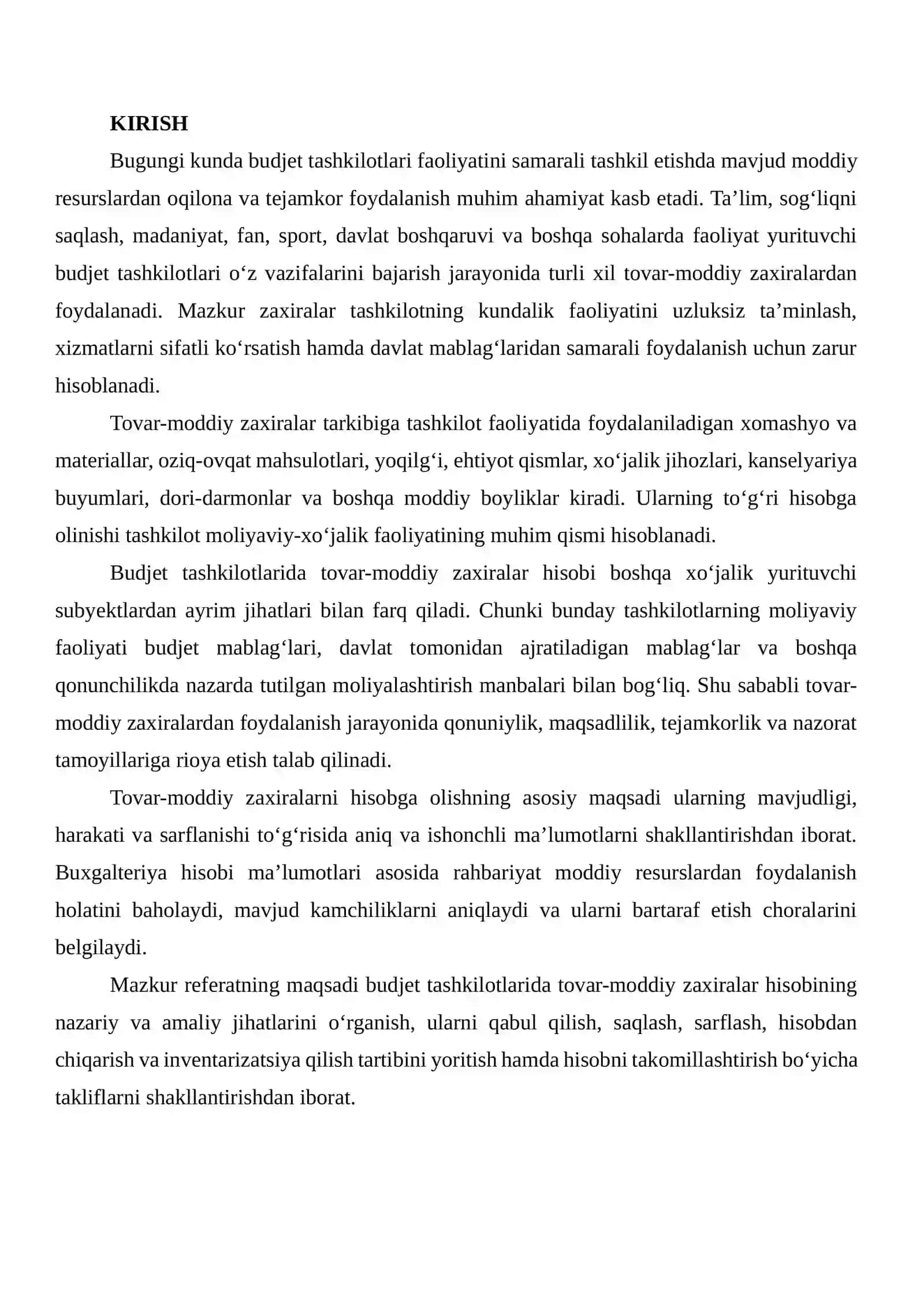 Budjet Tashkilotlarida Tovar-Moddiy Zaxiralar Hisobi 2
