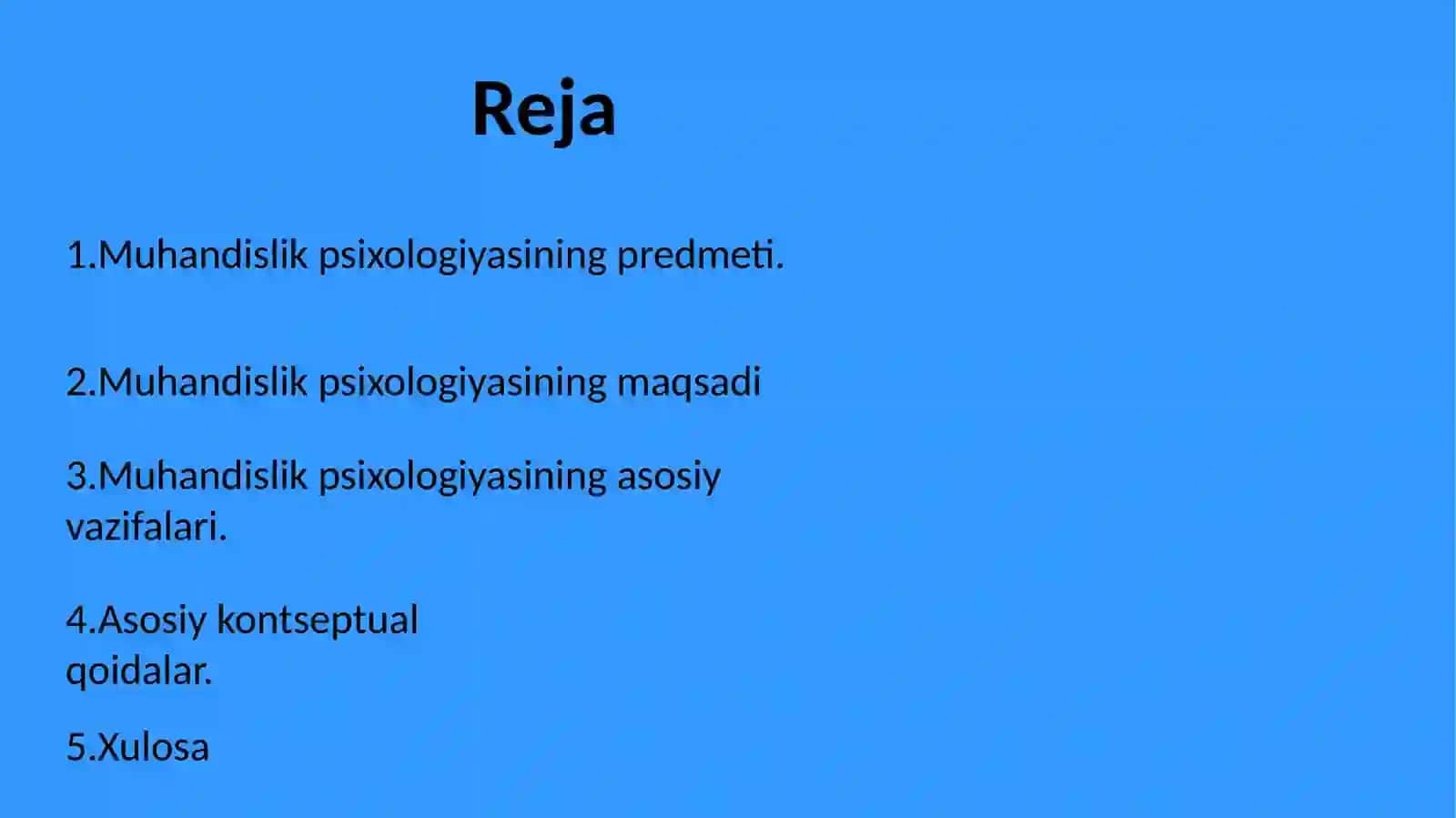 Muhandislik psixologiyasining predmeti, maqsadi va  asosiy kontseptual qoidalari. 2