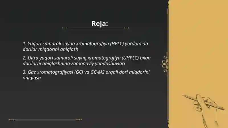 Dori vositalarining miqdorini aniqlashning zamonaviy tahlil usullari 2