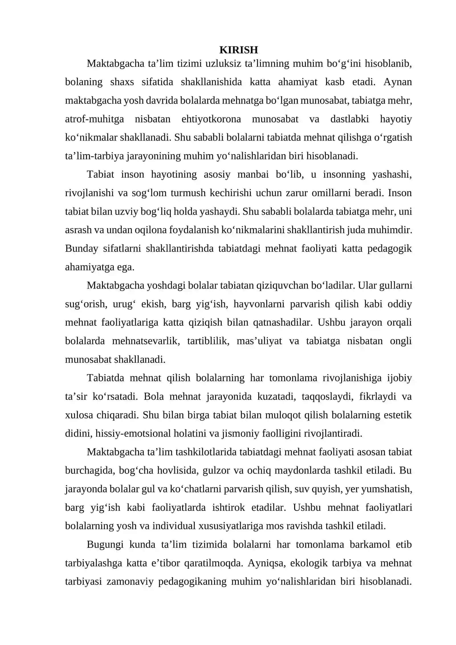 TABIATDA BOLALAR MEHNATLARI VA ULARNI TASHKIL ETISH TEXNALOGIYASI 2