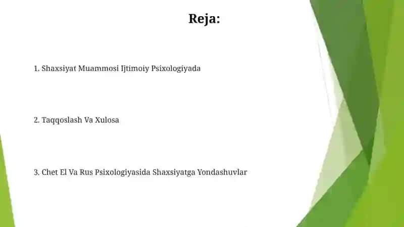 Shaxsiyat Muammosi Ijtimoiy Psixologiyada 2