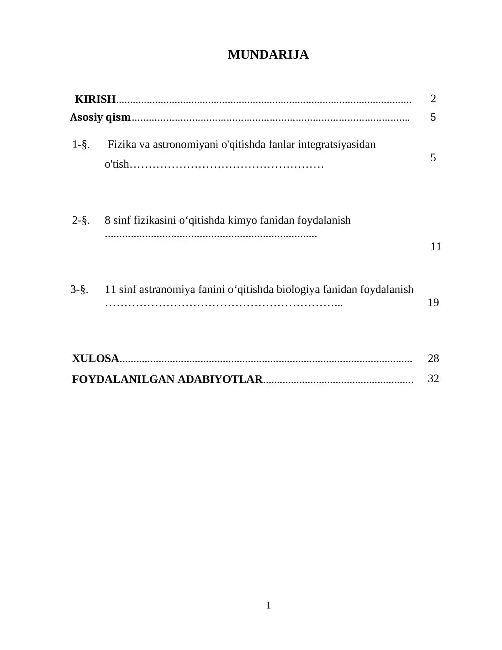 Fizika va astronomiyani o'qitishda tabiiy fanlardan yurgizish metodikasi 2