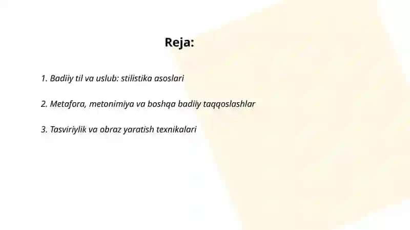 Adabiyotshunoslik nazariyasi "Badiiy sanʼatlar" 2
