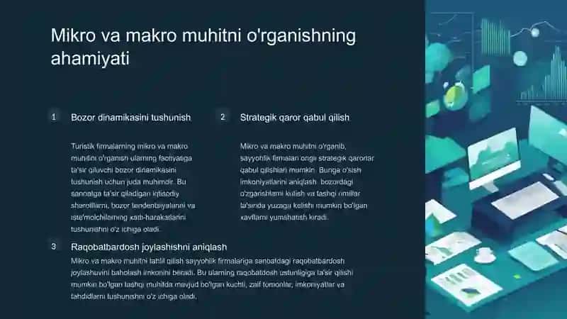 Turoperatorlarning turistik firmalarining mikro va makro muhitini o'rganish 2
