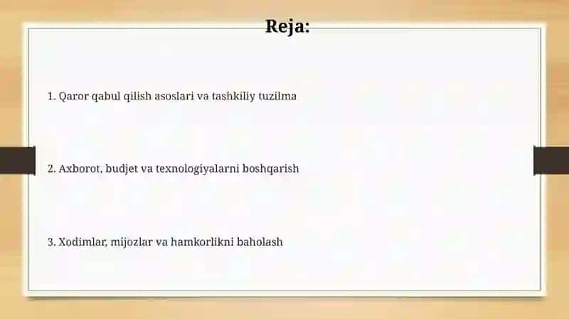 Kutubxona boshqaruvi daqaror qabul qilish mexanizmlari 2