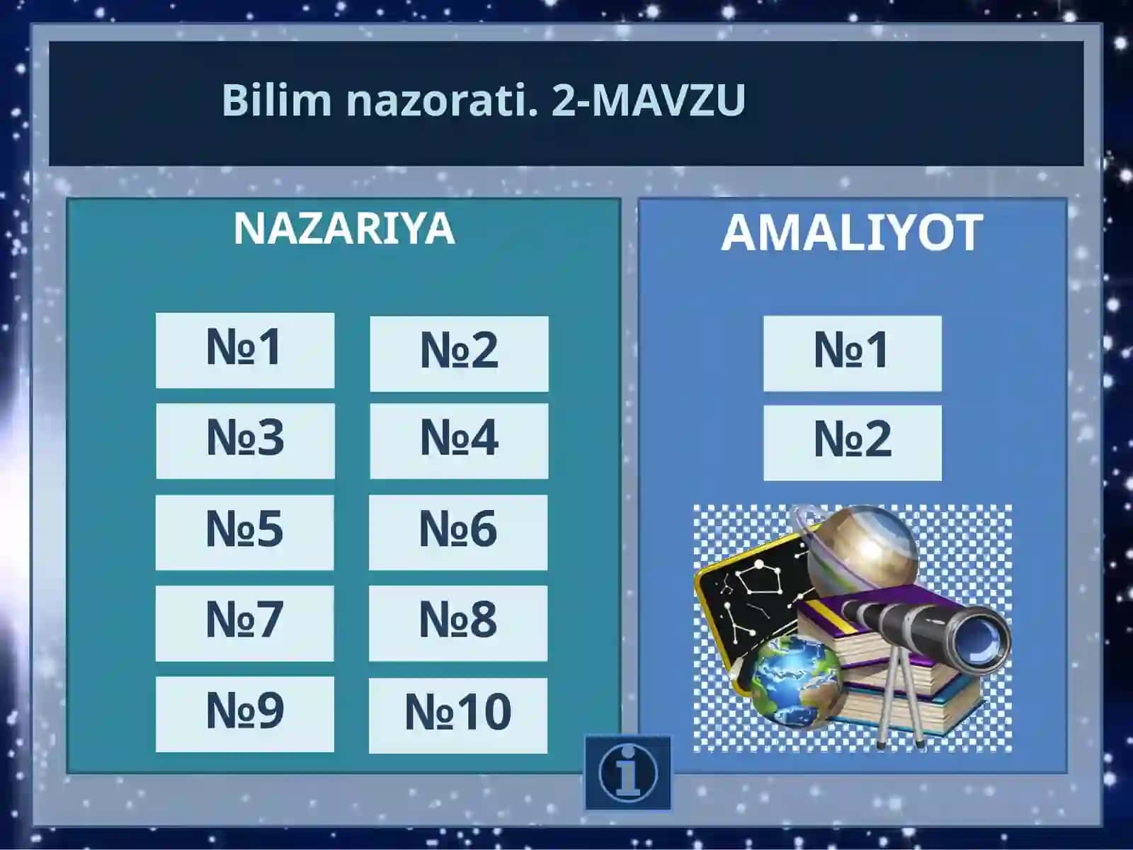 Astronomiya - Butun to'lqinli astronomiya bilim nazorati 2