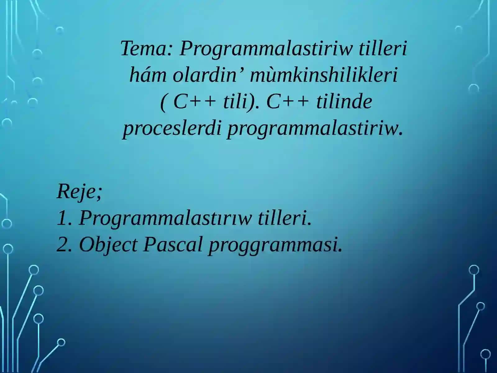 Axborot texnologiyalari ham proceslerdi matematik modellestiriw 2