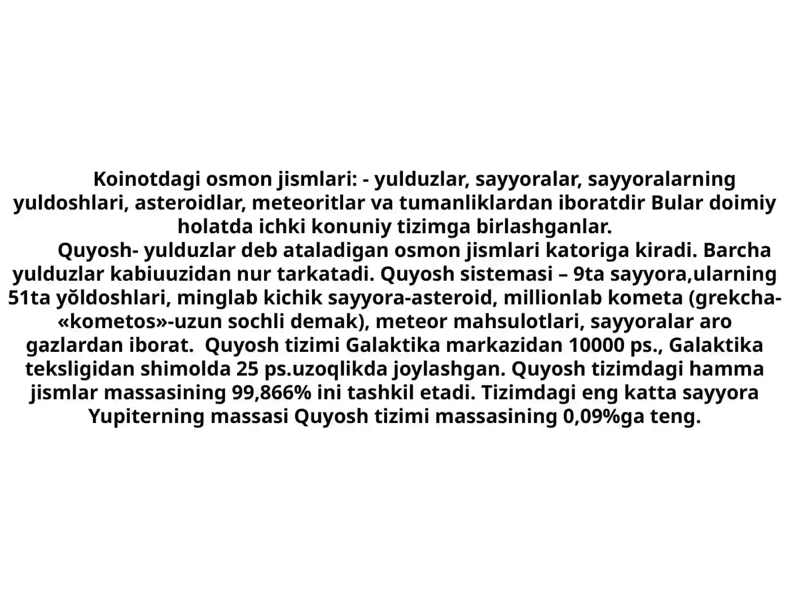 Quyosh va osmon jismlari 2