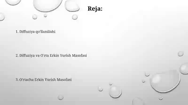 Diffuziya: Molekulalarning erkin yugurish yoli 2