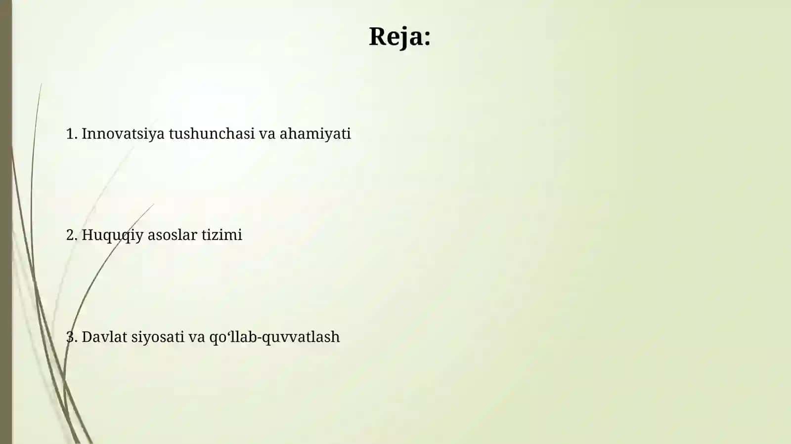 Innovatsiya faoliyati rivojlanishining xuquqiy asoslari 2